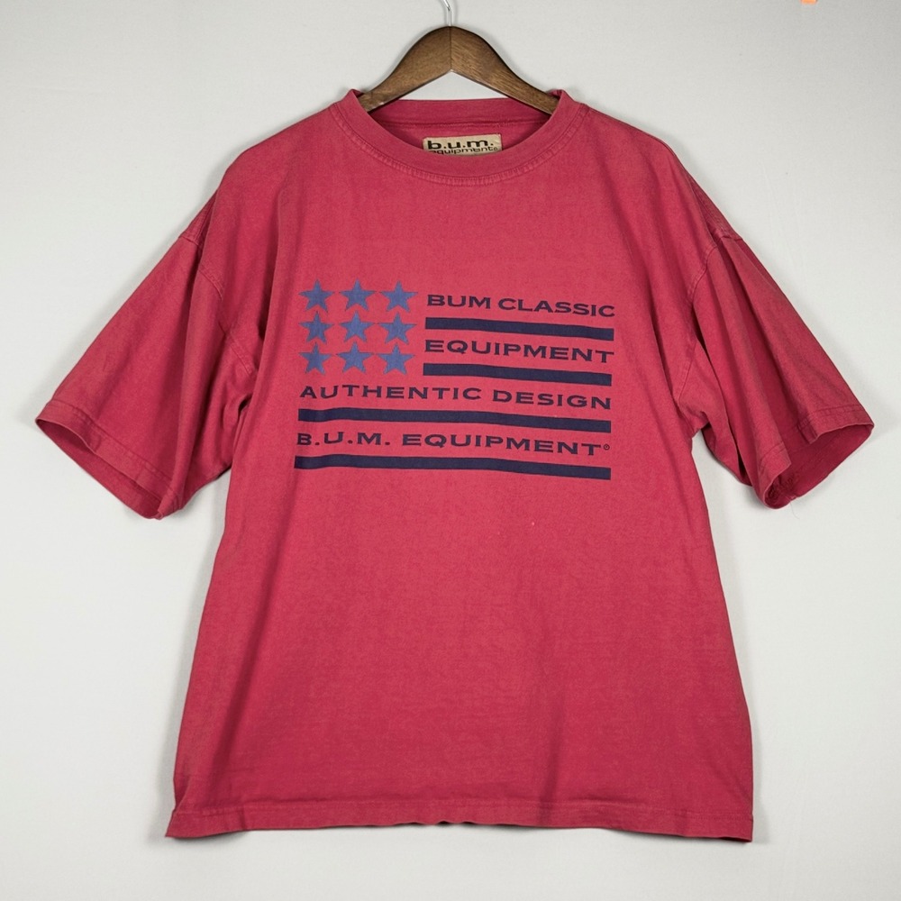 B.U.M. Equipment T-Shirt Mens Large Red Excellent Vintage 90s Graphic Tee
